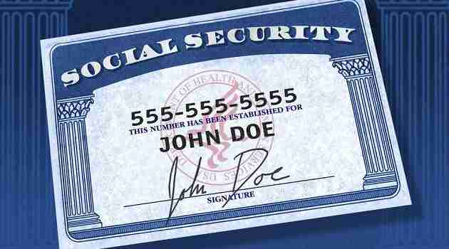 Social Security card with name John Doe, used for retirement benefits.