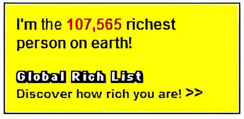 Wealthiest individual on earth with $107,565 net worth.
