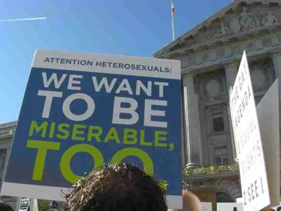 Protest sign advocating for gay marriage rights and equality.