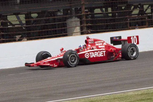 Race car on the Indianapolis 500 track during the 2010 event.