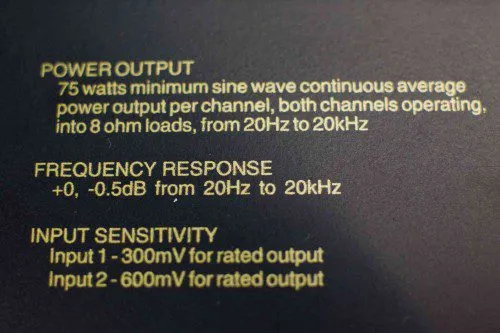 McIntosh MXA60 power output specification label