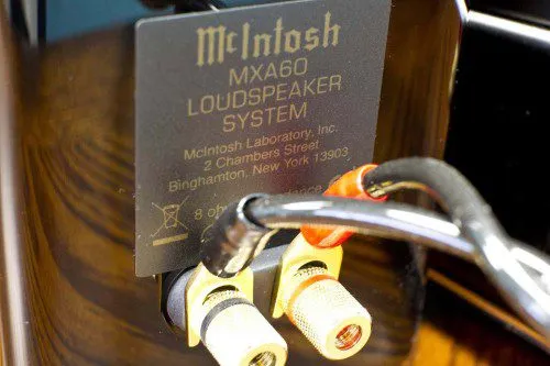 Back of a McIntosh MXA60 bookshelf speaker
