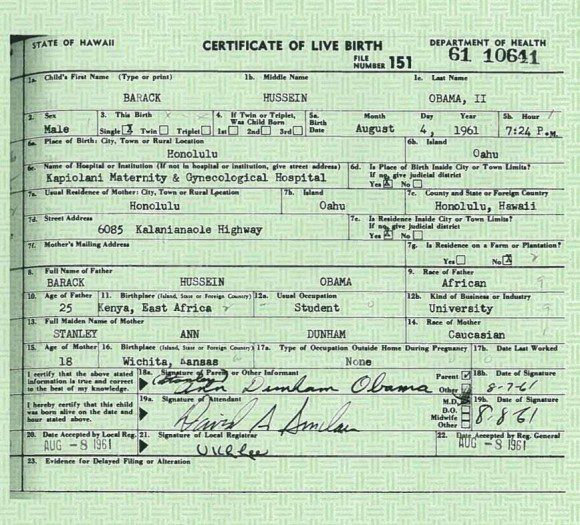 President Barack Obama's Birth Certificate