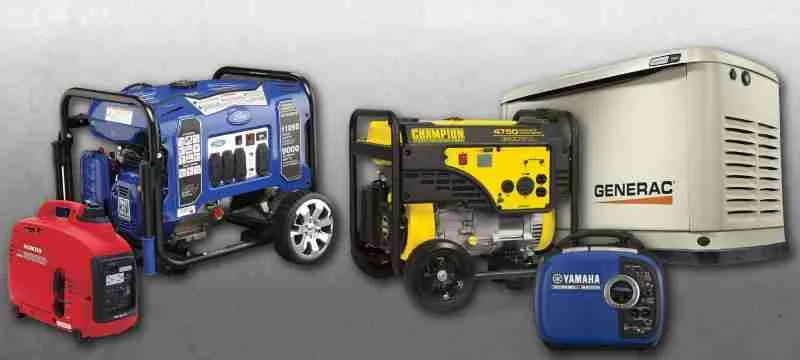 Lineup of portable and inverter generators in various sizes for whole-home backup power.